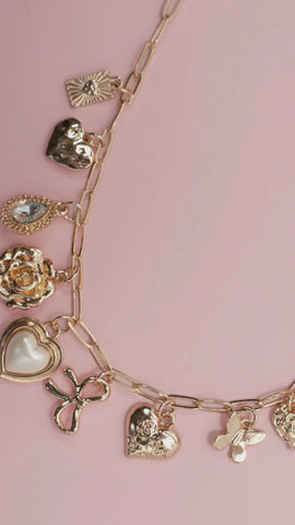 Bow Heart Charm Necklace