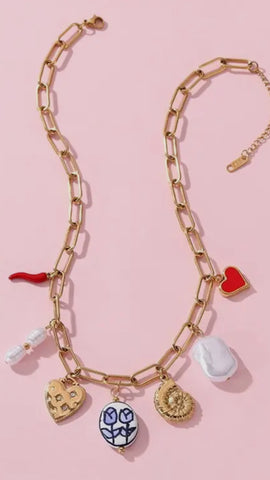 Italian Summer Stainless Steel Charm Necklace
