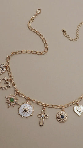 Heart Sunburst Charm Necklace