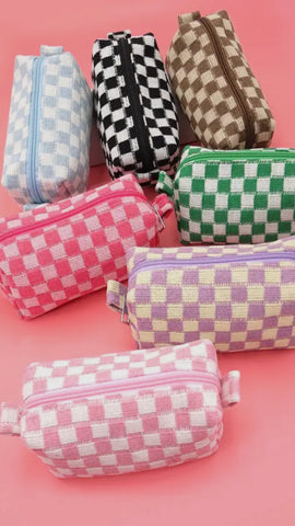 Checkered Cosmetic Pouches