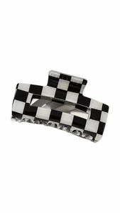Checkered Claw Clip (Black & White)