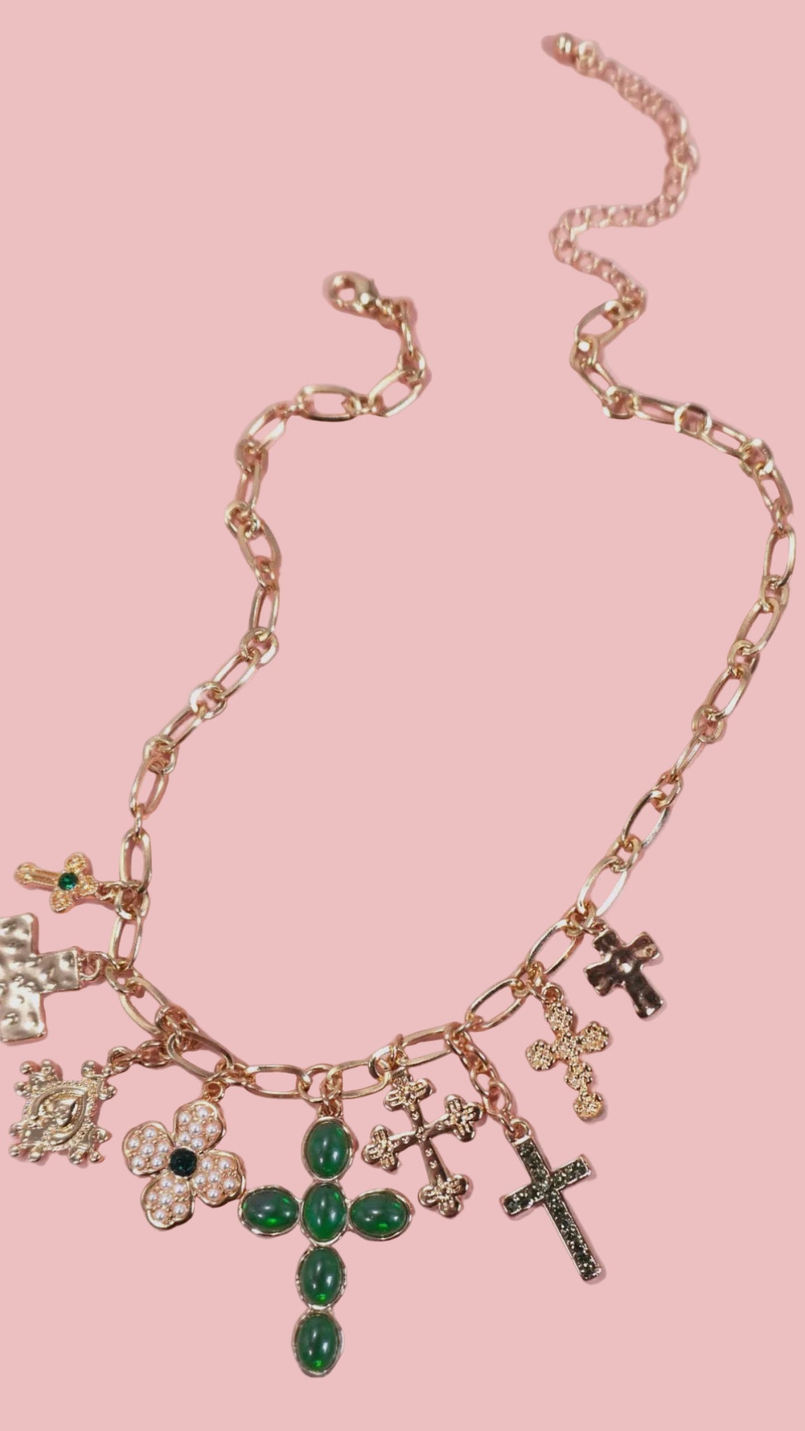 Multi Cross Charm Necklace