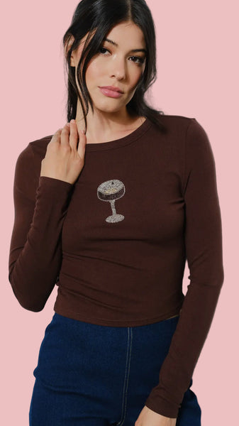 Tini Time Beaded Top (Brown)