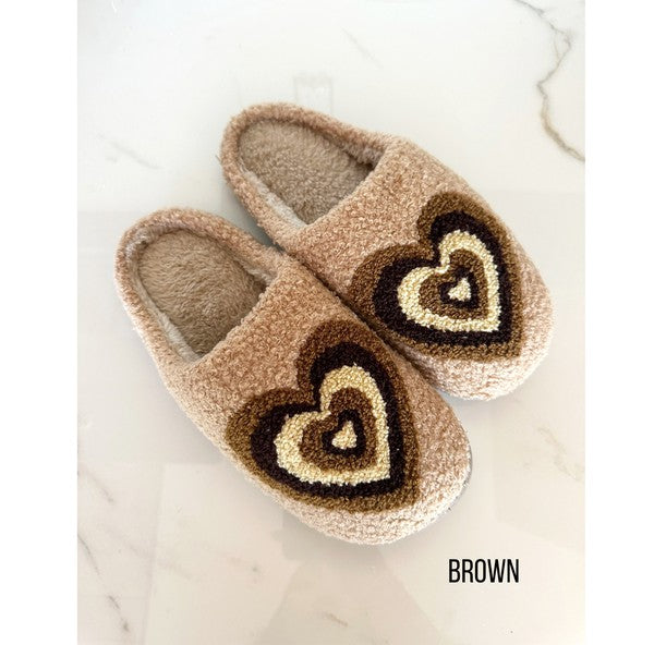 Cozy Heart Slippers (Brown)