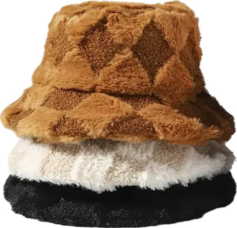 Checkered Bucket Hat (Brown)