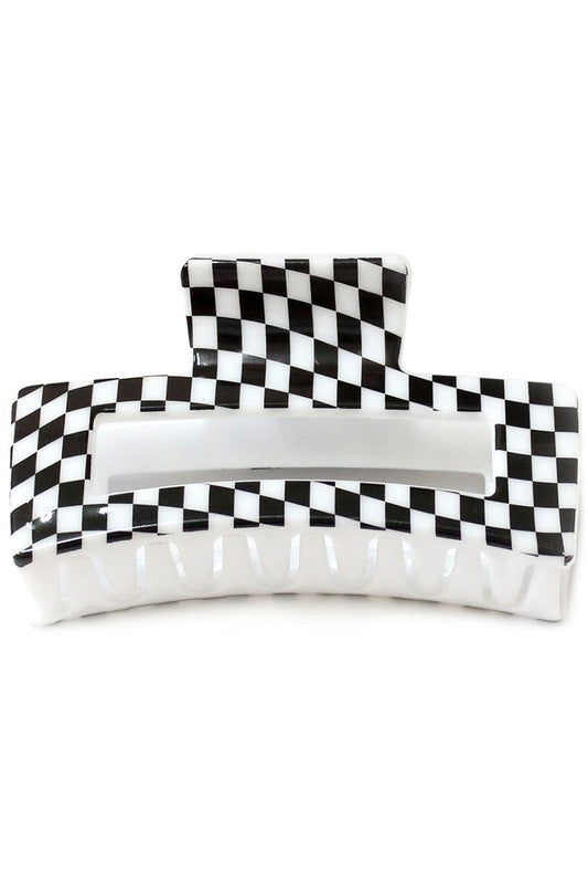 Checkered Claw Clip (Black & White)